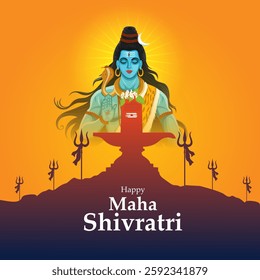 Lord Shiva the Hindu God for religious Shivratri background in vector