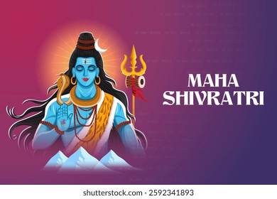 Lord Shiva the Hindu God for religious Shivratri background in vector