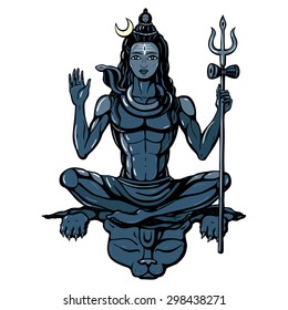 Lord Shiva. Hindu god. Vector illustration.