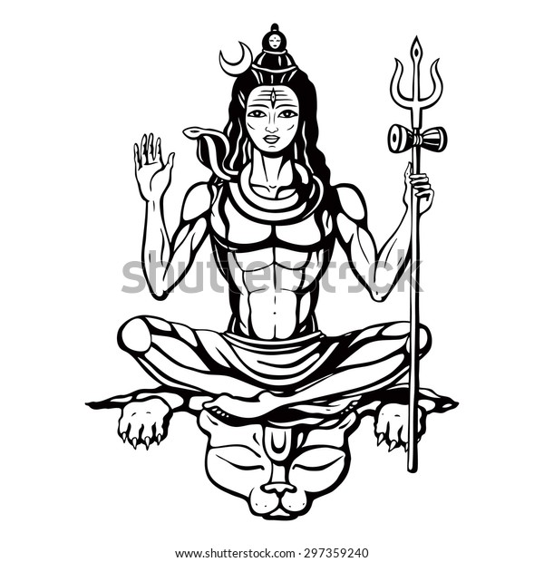 Lord Shiva Hindu God Vector Illustration Stock Vector (Royalty Free ...