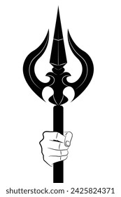 Lord shiva holding trident graphic black design, trident vector graphic design.