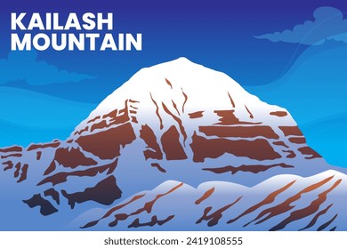 lord shiva holy mountain kailash vector illustration