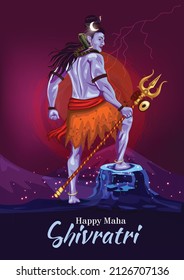 Lord Shiva, Indian God With Happy Maha Shivratri Or Mahashivratri. Vector Illustration Design.	