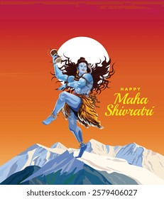 Lord Shiva, Indian God with happy Maha Shivratri or Mahashivratri. vector illustration design. 