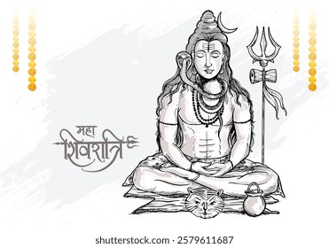 Lord shiva with indian god of hindu for maha shivratri background