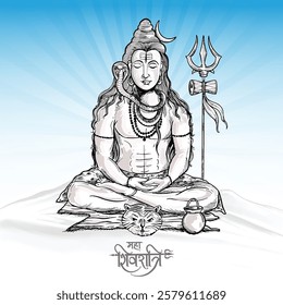 Lord shiva with indian god of hindu for maha shivratri background