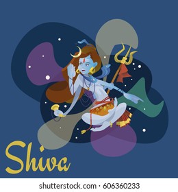 Lord Shiva, indian god in the lotus position and meditate space . Maha Shivaratri hinduism religion, traditional asian culture spiritual mythology, deity worship festival vector illustrations