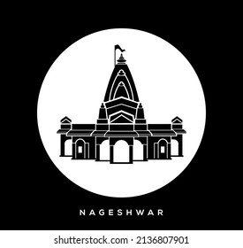 lord shiva (Nageshwar Jyotirlinga) temple vector icon. Nageshwar temple, Gujarat.