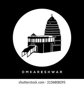 lord shiva (Omkareshwar Jyotirlinga) temple vector icon. Omkareshwar temple, Madhya Pradesh temple.