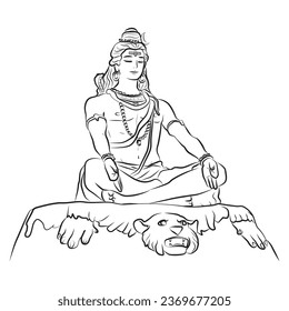 Lord Shiva outline cartoon illustration