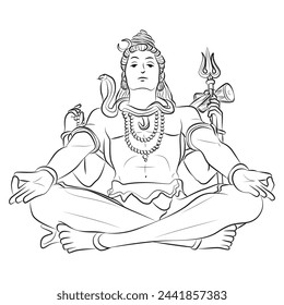 Lord Shiva Outline Cartoon Illustration Vector