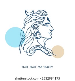 Vector de arte de línea creativa de cara poderosa de Lord Shiva