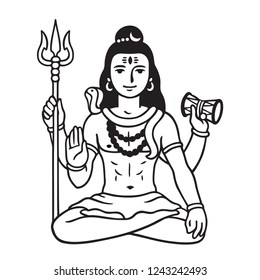 Lord Shiva Sitting Lotus Pose Black Stock Vector (Royalty Free ...