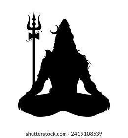 lord shiva sitting meditation silhouette vector illustration