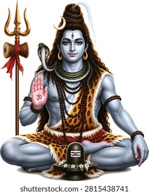 Lord Shiva sitting in meditation vector illustration for Maha Shivratri and Hindu worship