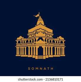 lord shiva (Somnath) temple vector icon. Somnath temple, Gujarat icon.