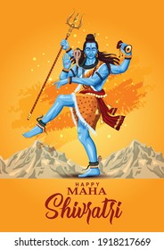 Lord Shiva thandav dance position, Indian God  with happy Maha Shivratri or Mahashivratri. vector illustration design.