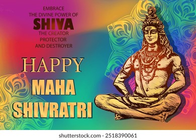 Lord Shiva - vector poster for hindu festival Maha Shivaratri