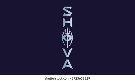 Lord Shiva Vertical Logo Tridente Tercer Ojo Geométrico Monograma Vector