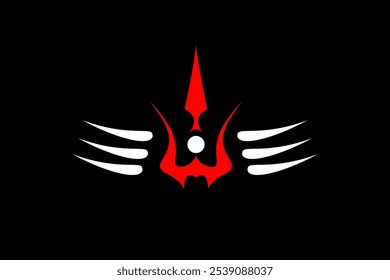 Lord Shiva's Red tilak with white stripes isolated on Black background - vector illustration