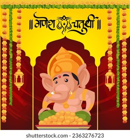Lord Shree Ganesh Chaturthi vector icon for festival decoration cards and social media template  