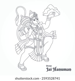 Lord shree jai hanuman divine vanara companion of god rama superpoderes is lifting sanjeevani herbs mountain