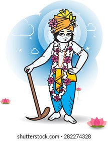 Lord Shri Balaram - vector illustration. Indian culture.