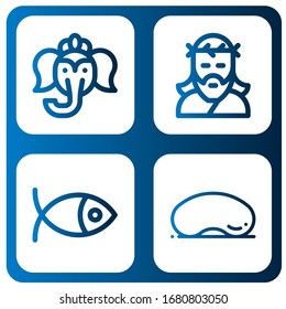 lord simple icons set. Contains such icons as Ganesha, Jesus, Christianity, Cloud gate, can be used for web, mobile and logo