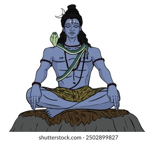 Lord Siva Sitzen Meditation Illustration Vektor