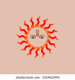 Lord Sun (Suryanarayana) Face vector icon. Sun face icon.