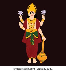 Lord Surya Dev Indian Hindu God Vector Illustration