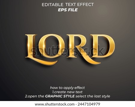 lord text effect with 3d style, vector template