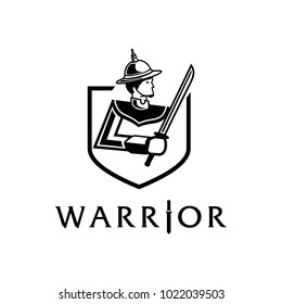 lord of Thai ancient warrior with sword logo design 