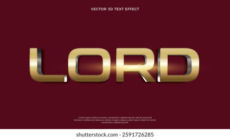 Lord vector text effect with gold texture on red background
