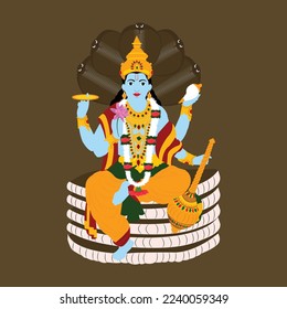 Ilustración del vector de Dios hindú Lord Vishnu