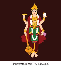 Lord Vishnu Indian Hindu God Vector Illustration