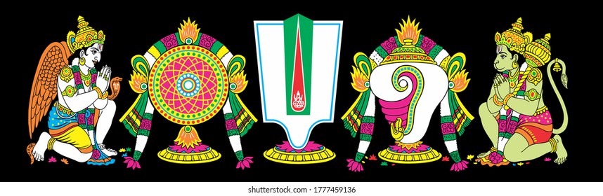 Lord Vishnu Symbols Vector 