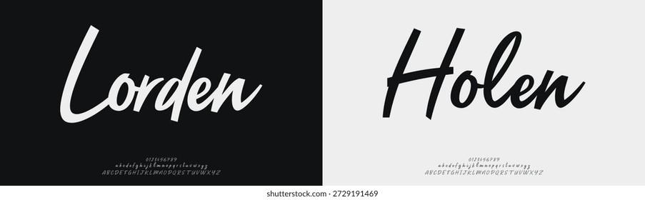 Lorden Holen, Handgezeichnetes Vektoralphabet. Moderne Schriftart für Monoline-Signaturen. Elegante Signatur. Bestes Alphabet Schöne Kalligrafie Signatur Schriftart