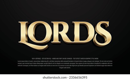 Lords 3d style editable text effect use for logo and business brand