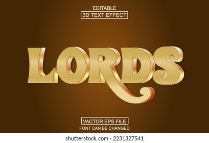 Lords Editable 3d text effect, text effect style, editable text effect template