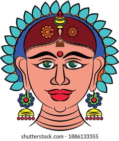 Lord's Gopika, Sevika, or lady servants in Indian mythology. who serves God. for textile printing, logo, wallpaper