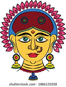 Lord's Gopika, Sevika, or lady servants in Indian mythology. who serves God. for textile printing, logo, wallpaper