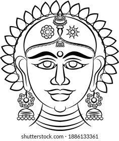 Lord's Gopika, Sevika, or lady servants in Indian mythology. who serves God. for textile printing, logo, wallpaper