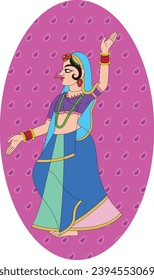 Lord's Gopika, Sevika, or lady servants or men servants have been drawn in Indian folk art, Pichwai style. for textile printing, logo, wallpaper