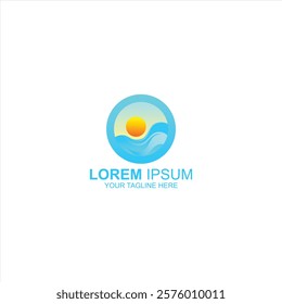 lorem ipsum logo sea and sun icon for brand identity with creative illustration