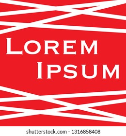 Lorem ipsum with white stripes on red background