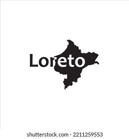 Loreto map and black lettering design on white background