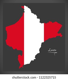 Loreto map with Peruvian national flag illustration