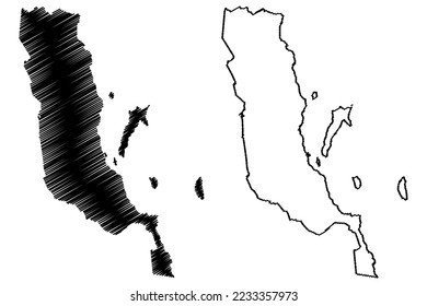 Loreto municipality (Free and Sovereign State of Baja California Sur, Mexico, United Mexican States) map vector illustration, scribble sketch Loreto map