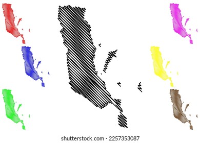 Loreto municipality (Free and Sovereign State of Baja California Sur, Mexico, United Mexican States) map vector illustration, scribble sketch Loreto map